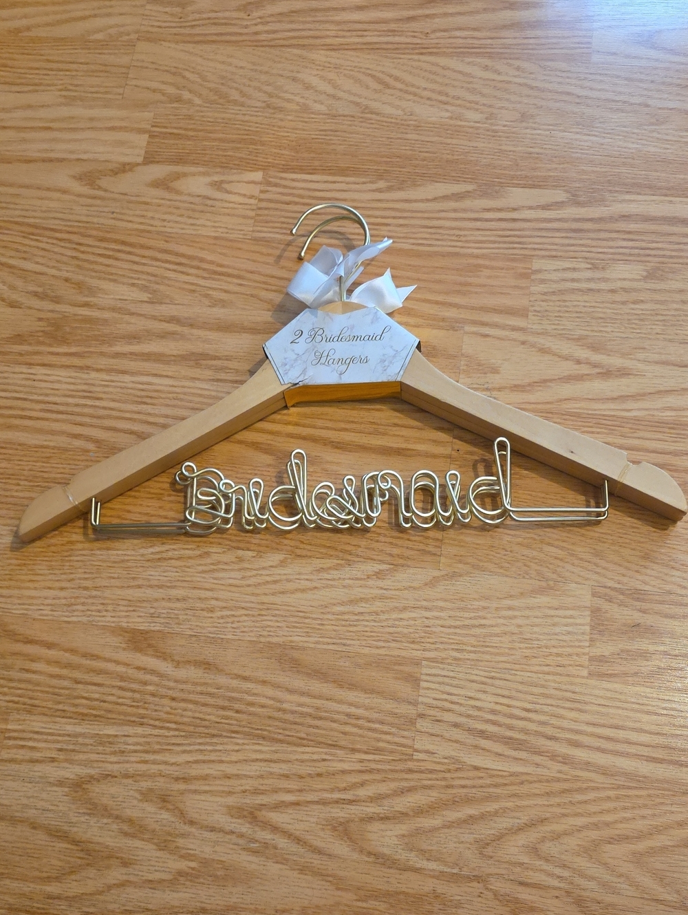 Bridesmaid Wooden Hanger with Gold Wire Script